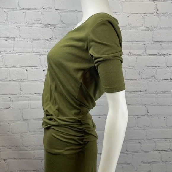 UEC Hive & Honey olive green short sleeve maxi dress small - Picture 4 of 8